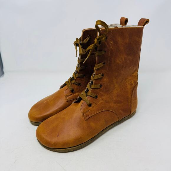 EF Handcrafted Brown Leather Lace-Up Boots Women’s Size 40 - Picture 13 of 13
